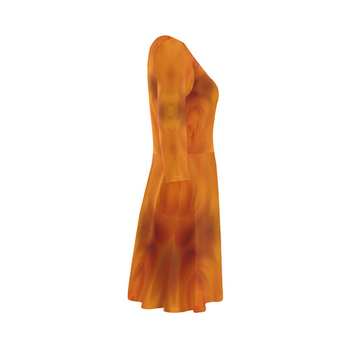 Soft Touch Orange Roses Mirrored 3/4 Sleeve Sundress (D23)