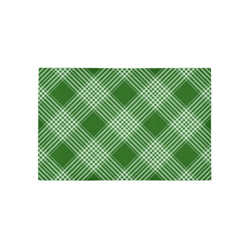Green White Plaid Area Rug 5'x3'3''
