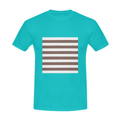 Perfect color Match. Designers quality. New! Fresh cyan T-Shirt edition with DESIGNERS STRIPES. Luxu Men's Slim Fit T-shirt (Model T13)