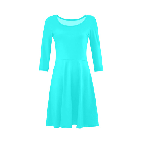 Aqua Turquoise Long-Sleeved Dress 3/4 Sleeve Sundress (D23)