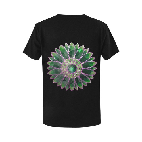 Green Mosaic Flower Women's T-Shirt in USA Size (Two Sides Printing)