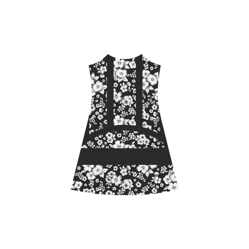 Fine Flowers Pattern Solid Black White Alcestis Slip Dress (Model D05)