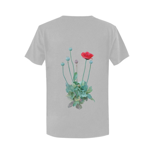 Watercolor Poppy Women's T-Shirt in USA Size (Two Sides Printing)