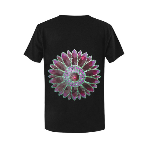 Red Mosaic Flower Women's T-Shirt in USA Size (Two Sides Printing)