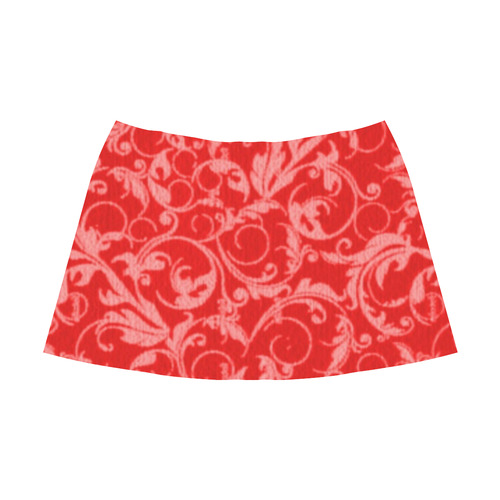 Vintage Swirls Coral Red Mnemosyne Women's Crepe Skirt (Model D16)
