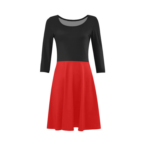 Black and Red Long-Sleeved Dress 3/4 Sleeve Sundress (D23)