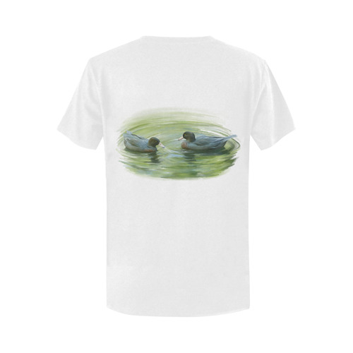 Blue Ducks in Pond - watercolors Women's T-Shirt in USA Size (Two Sides Printing)