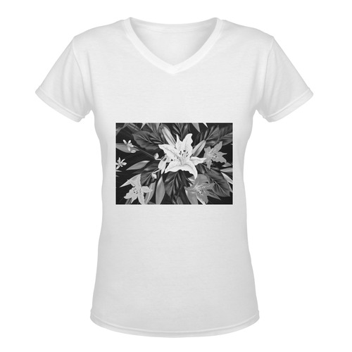 New! Exotic T-Shirt edition with hand-drawn artistic leaves. Hawaii inspired Collection 2016. Women's Deep V-neck T-shirt (Model T19)