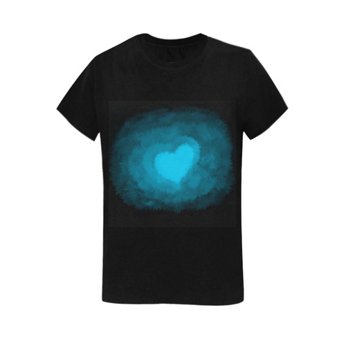 Blue Fluffy Heart Women's T-Shirt in USA Size (Two Sides Printing)