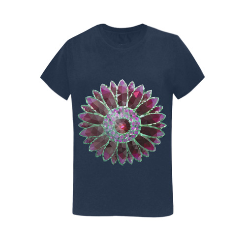 Red Mosaic Flower Women's T-Shirt in USA Size (Two Sides Printing)