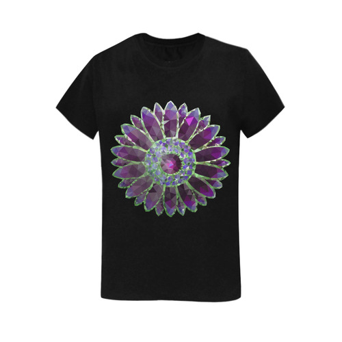 Purple Mosaic Flower Women's T-Shirt in USA Size (Two Sides Printing)