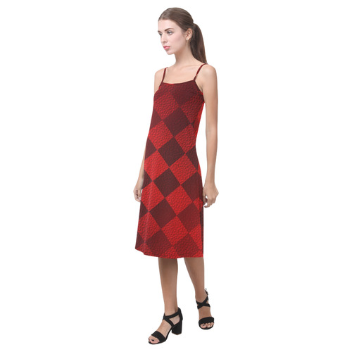 Christmas Red Square Alcestis Slip Dress (Model D05)