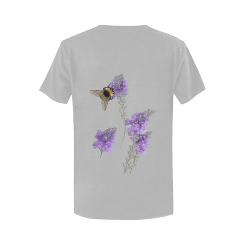 Bumblebee on Purple Flowers, original painting Women's T-Shirt in USA Size (Two Sides Printing)