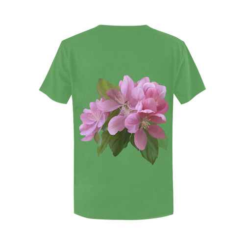 Pink Blossom Branch, watercolors Women's T-Shirt in USA Size (Two Sides Printing)