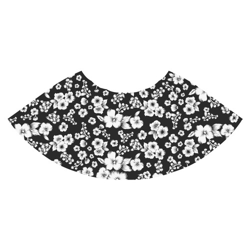 Fine Flowers Pattern Solid Black White Athena Women's Short Skirt (Model D15)