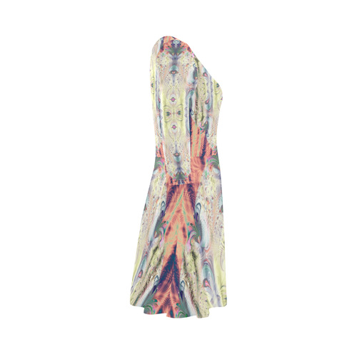 Copper Pastel Menagerie Fractal Abstract 3/4 Sleeve Sundress (D23)