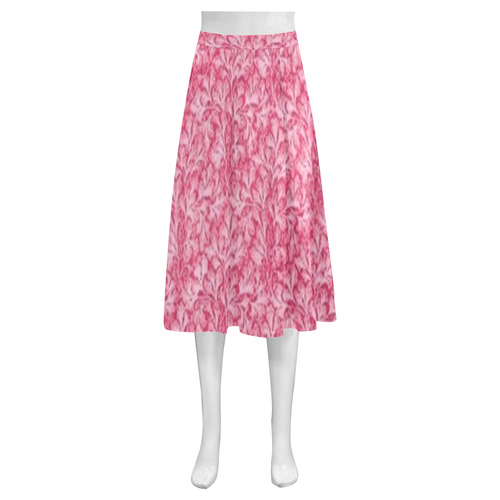 Vintage Floral Lace Leaf Red Mnemosyne Women's Crepe Skirt (Model D16)