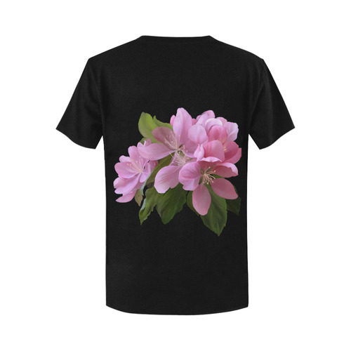 Pink Blossom Branch, watercolors Women's T-Shirt in USA Size (Two Sides Printing)