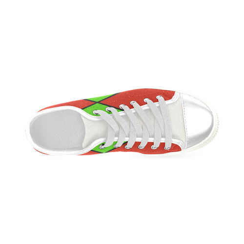 diagonals red green Canvas Women's Shoes/Large Size (Model 018)