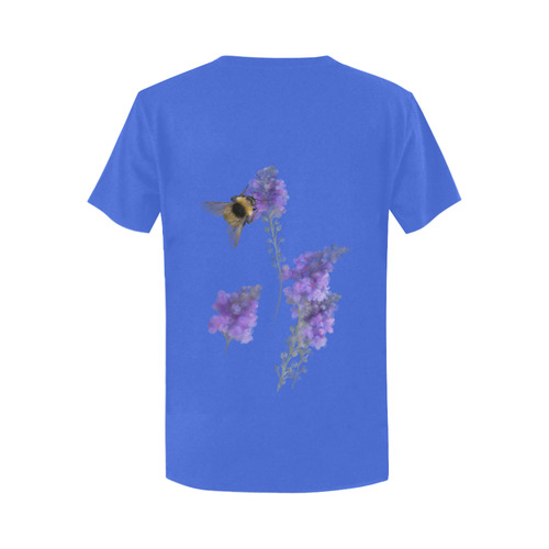 Bumblebee on Purple Flowers, original painting Women's T-Shirt in USA Size (Two Sides Printing)