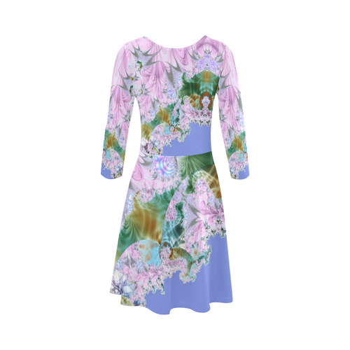 Pink Purple & Blue Lilac Dreams Fractal 3/4 Sleeve Sundress (D23)