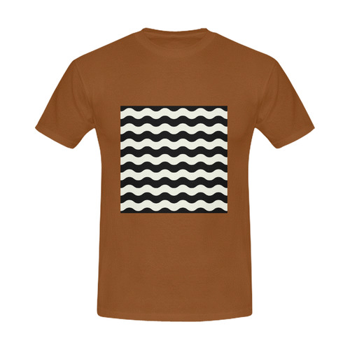 New! Designers T-Shirt NEW LINE COLLECTION 2016 in vintage wave style. Brown, black and white. New a Men's Slim Fit T-shirt (Model T13)
