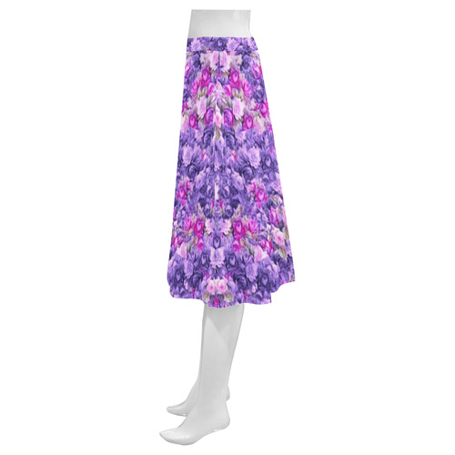 Vintage Gothic Rose Purple Mnemosyne Women's Crepe Skirt (Model D16)