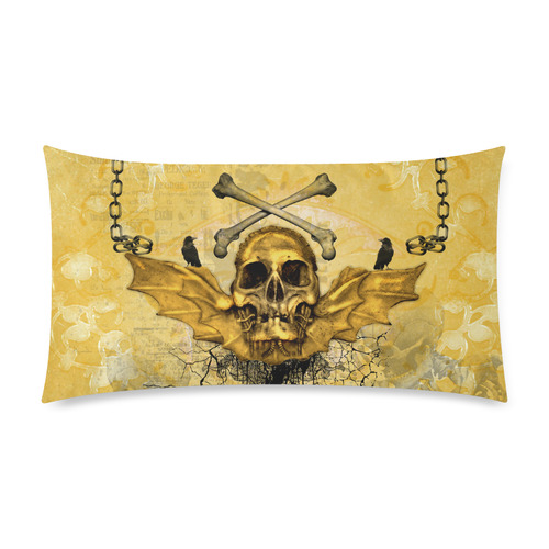 Awesome skull in golden colors Custom Rectangle Pillow Case 20"x36" (one side)