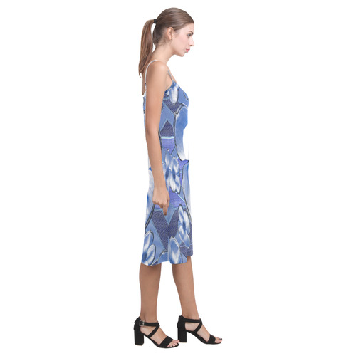 Blue Dogwood Flowers Alcestis Slip Dress (Model D05)