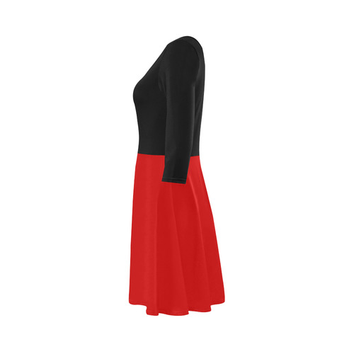 Black and Red Long-Sleeved Dress 3/4 Sleeve Sundress (D23)