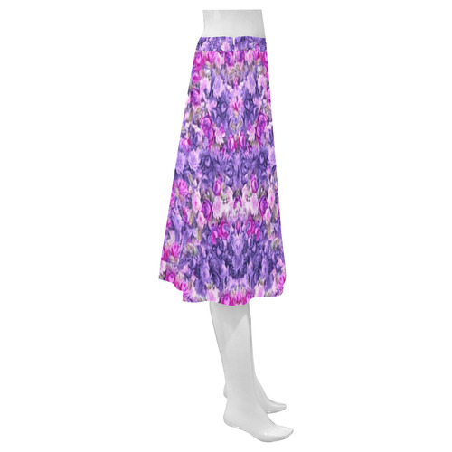 Vintage Gothic Rose Purple Mnemosyne Women's Crepe Skirt (Model D16)