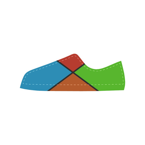 diagonals green tetrad Canvas Women's Shoes/Large Size (Model 018)