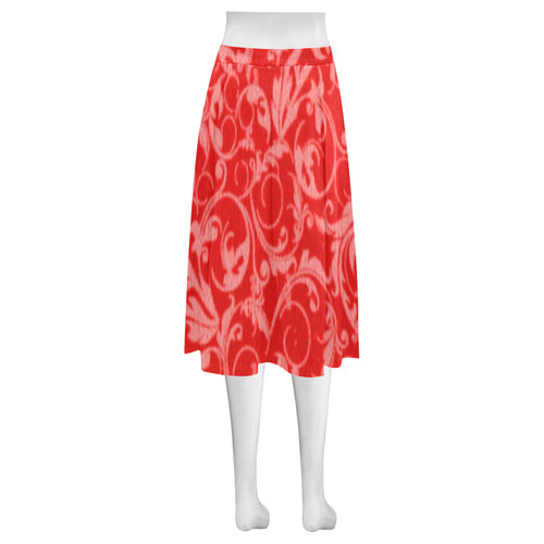 Vintage Swirls Coral Red Mnemosyne Women's Crepe Skirt (Model D16)