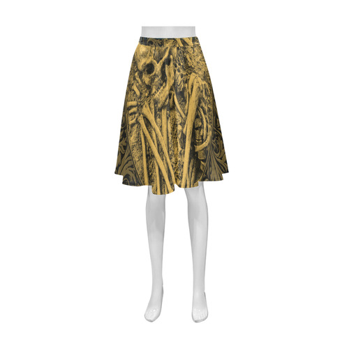 The skeleton in a round button with flowers Athena Women's Short Skirt (Model D15)