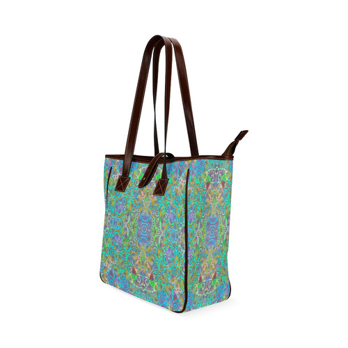 Oriental Flowers Spirals Ornaments Soft Colored Classic Tote Bag (Model 1644)