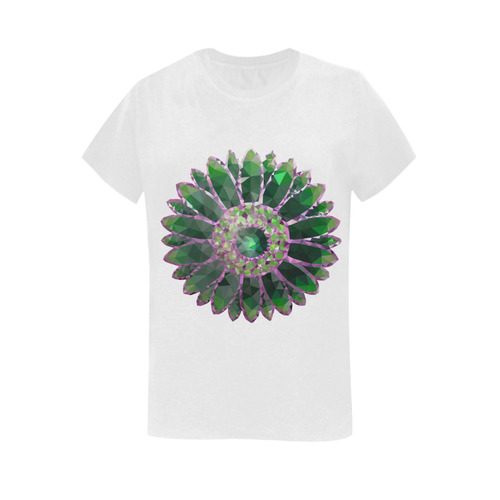Green Mosaic Flower Women's T-Shirt in USA Size (Two Sides Printing)