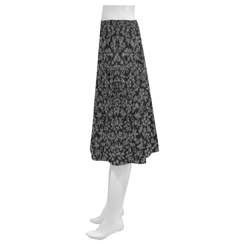 Vintage Floral Black Mnemosyne Women's Crepe Skirt (Model D16)