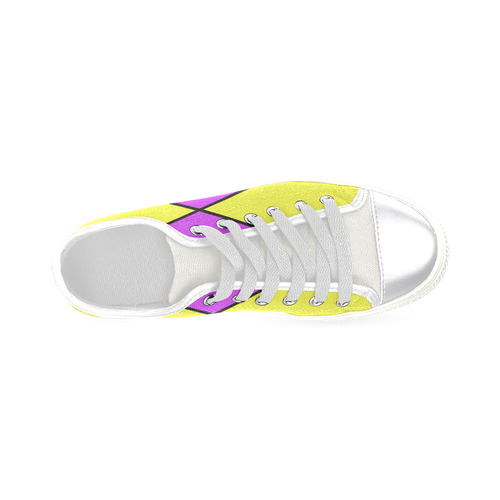 diagonals lavender yellow Canvas Women's Shoes/Large Size (Model 018)