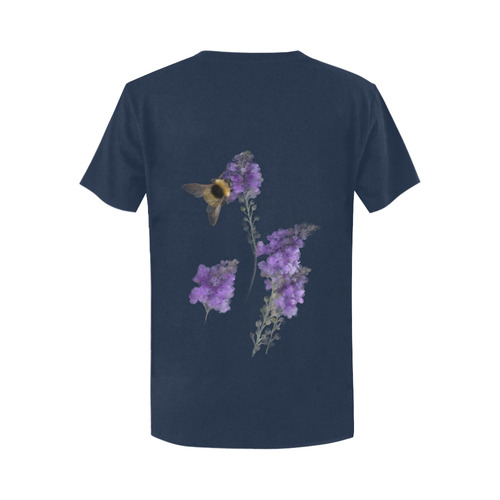 Bumblebee on Purple Flowers, original painting Women's T-Shirt in USA Size (Two Sides Printing)