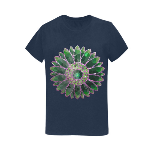 Green Mosaic Flower Women's T-Shirt in USA Size (Two Sides Printing)