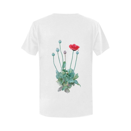 Watercolor Poppy Women's T-Shirt in USA Size (Two Sides Printing)