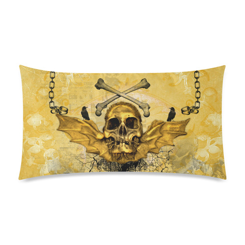 Awesome skull in golden colors Rectangle Pillow Case 20"x36"(Twin Sides)