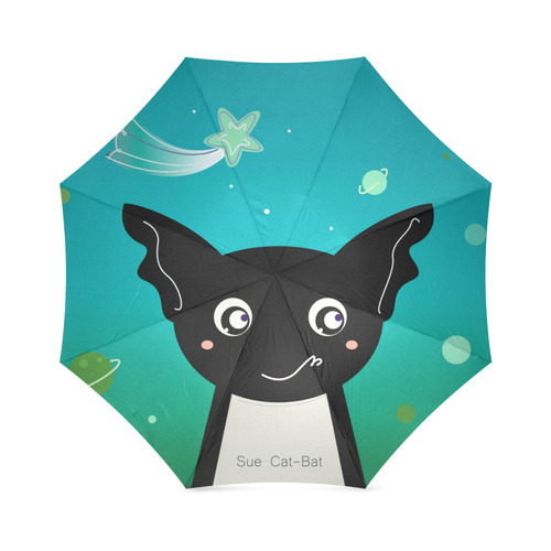 New in atelier. Sue cat - bat designers artistic Umbrella. Kids edition 2016. Black and galaxy Art Foldable Umbrella (Model U01)