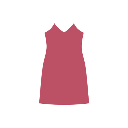 Lipstick Red V-Neck Open Fork Long Dress(Model D18)