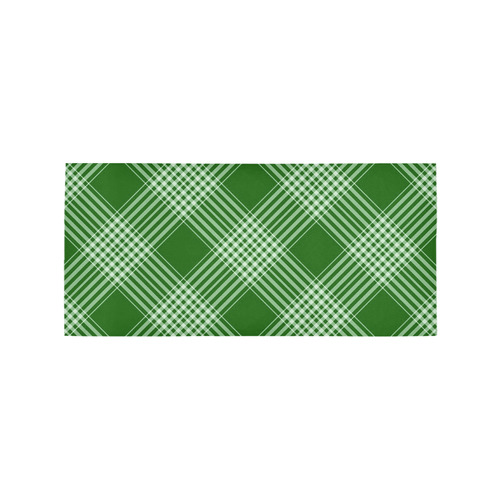 Green White Plaid Area Rug 7'x3'3''