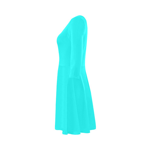 Aqua Turquoise Long-Sleeved Dress 3/4 Sleeve Sundress (D23)