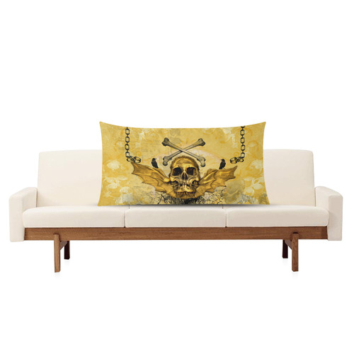 Awesome skull in golden colors Rectangle Pillow Case 20"x36"(Twin Sides)