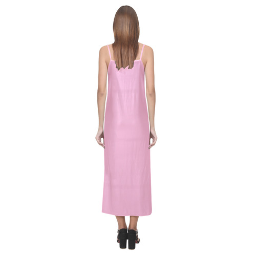 Prism Pink V-Neck Open Fork Long Dress(Model D18)