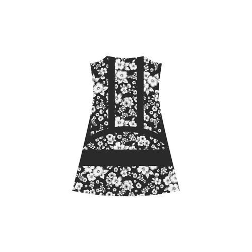 Fine Flowers Pattern Solid Black White Alcestis Slip Dress (Model D05)