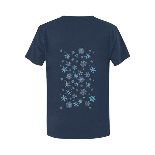 Snowflakes, Blue snow, stitched design Women's T-Shirt in USA Size (Two Sides Printing)